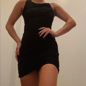 Black Mini Bodycon Wrap Dress